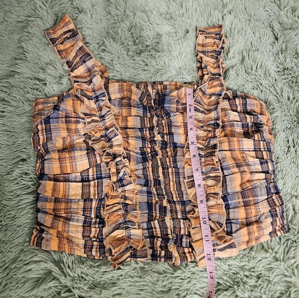 Anthropologie Verb By Pallave Singhee Ruffled Plaid Women Top Corset Size Am - Picture 4 of 7